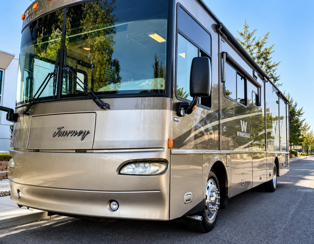 Winnebago Journey RV collision repair at Universal Motorcars motorhome body shop in Las Vegas