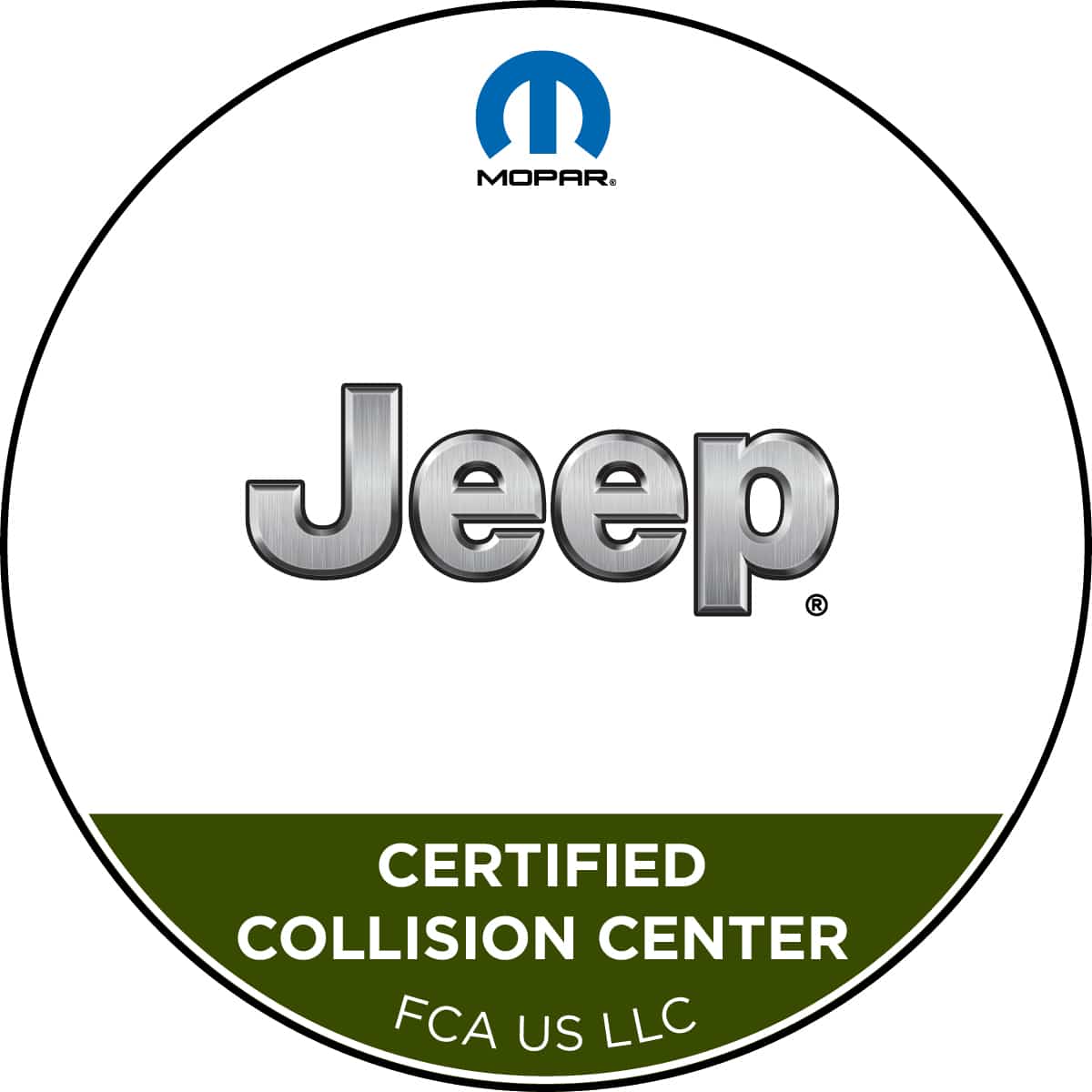 Jeep certified collision center badge