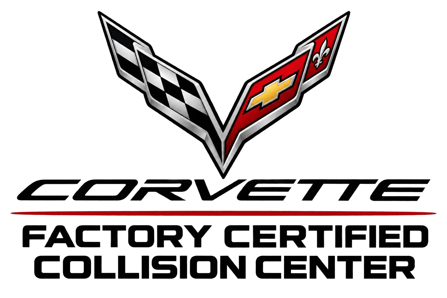 Corvette crossed-flags emblem with Factory Certified lettering