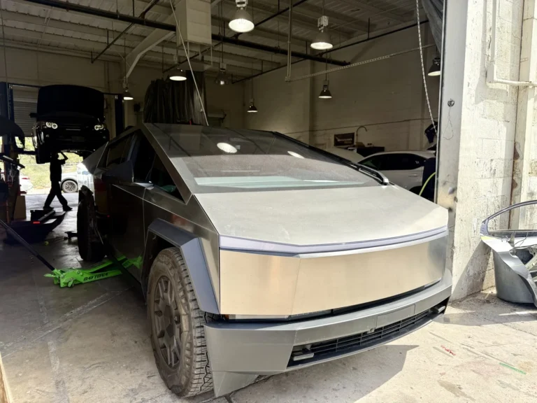 Tesla Cybertruck inside the Universal Motorcars workshop