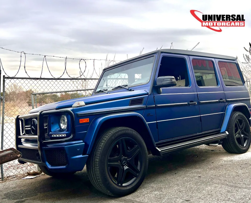 Blue Mercedes-Benz G-Class outside Universal Motorcars